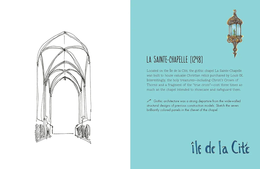 Gothic arch illustration with descriptive text on a light blue background