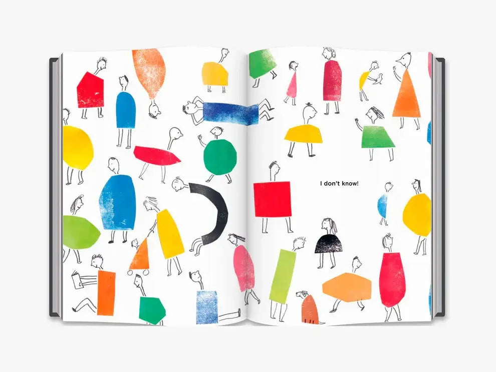 Open book with colorful illustrations of people on a white background