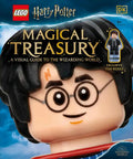Cover of LEGO Harry Potter Magical Treasury book with a LEGO figure of Harry Potter on a blue sky background.
