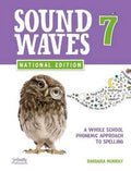 Front cover of the book 'Sound Waves 7 National Edition' by Barbara Murray, featuring a purple header with large white title text, a green 'National Edition' banner, a brown-and-white owl illustration, and a white lower section with smaller black text and a small logo at the bottom left.