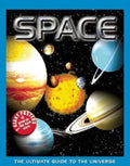 Book cover of 'Space' with illustrations of planets and celestial bodies on a black background.