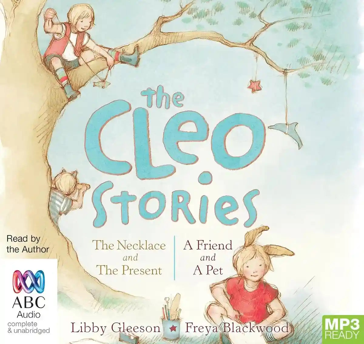 Book cover of 'The Cleo Stories' with illustrations of children and a tree.