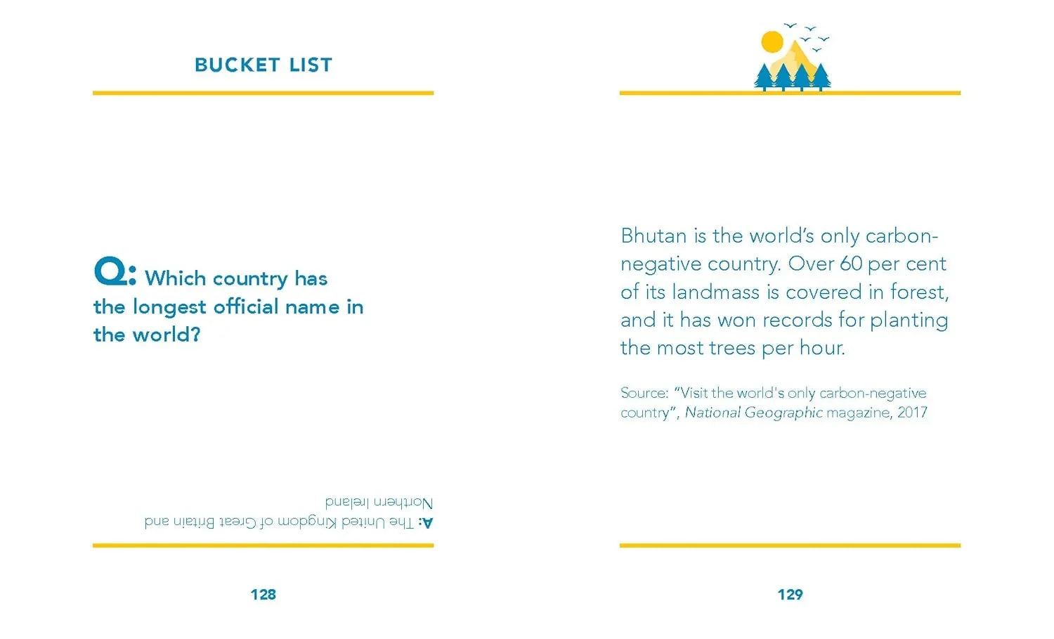 Page from a book or magazine with text about Bhutan being the world's only carbon-negative country.