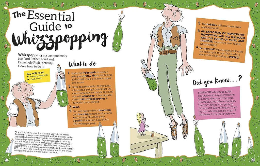 Children's book page about whizzopping with illustrations and text.